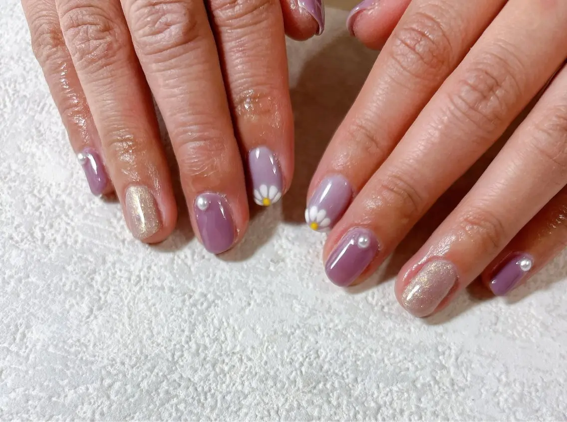 ネイル ジェルネイル 卒業式 パラジェル 春ネイル ワンホンネイル ハンドネイル kiki nail &brow二子玉川のネイルデザイン