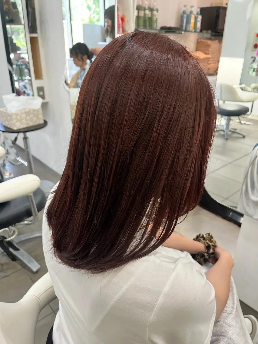 セミロング カラー カット ヘアカラー トリートメント 透明感カラーショート ボブツムギ♡のヘアスタイル