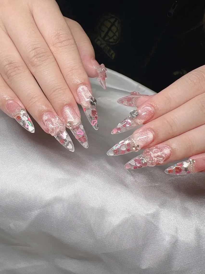 ネイル オーロラネイル チークネイル 長さ出し フットネイル フレンチネイル ハンドネイル Lee Nails チップ長さだし専門店のネイルデザイン