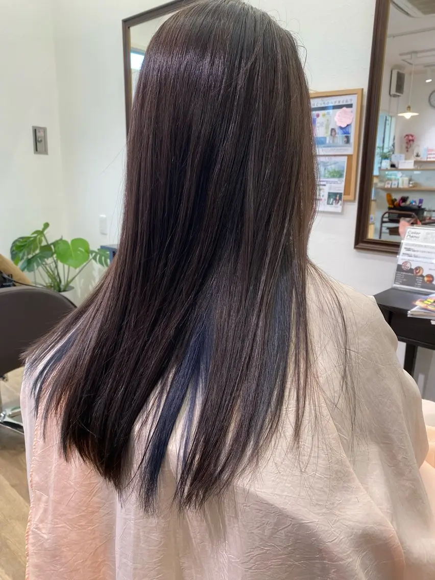 ロング カラー アッシュ ブルーカラー ブルーアッシュ デザインカラー インナーカラー Hair's Rainのヘアスタイル