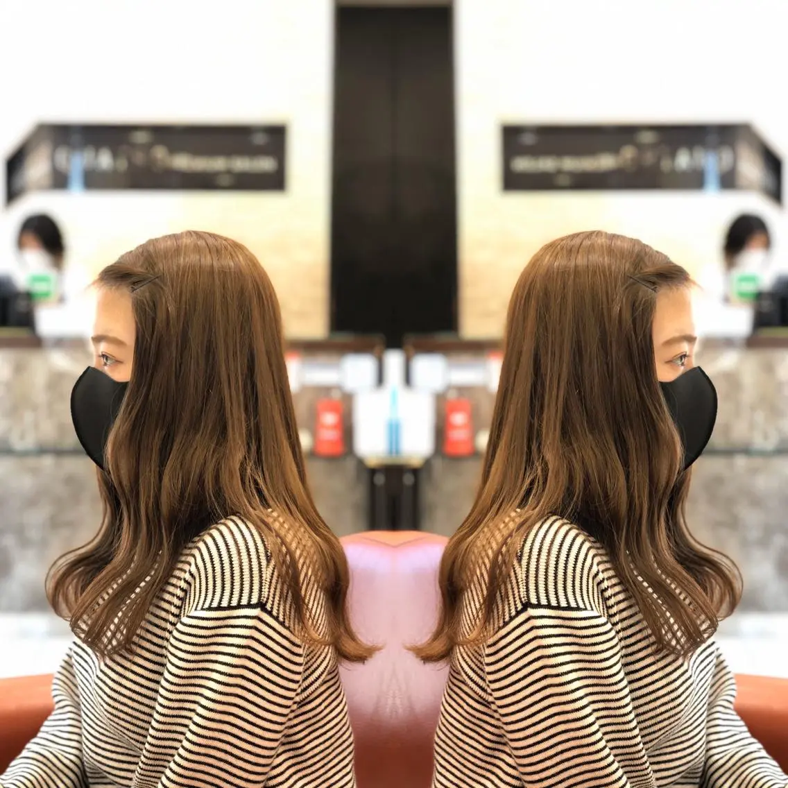セミロング カット ヘアカラー Y Uのヘアスタイル