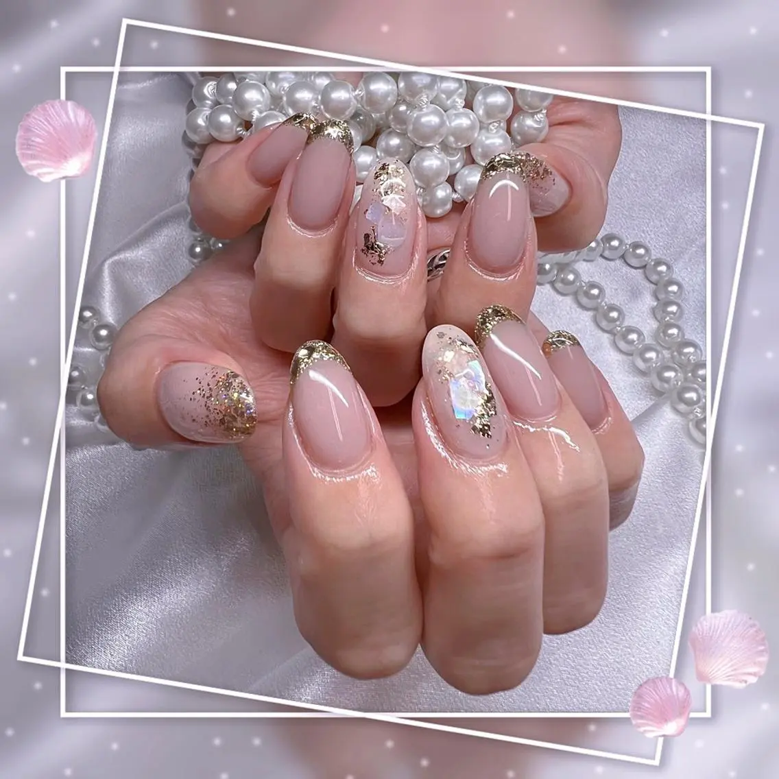 ネイル フレンチネイル キラキラネイル 韓国ネイル マグネットネイル マグネットフレンチ ハンドネイル ハンドケア Chill Nailsalonのネイルデザイン