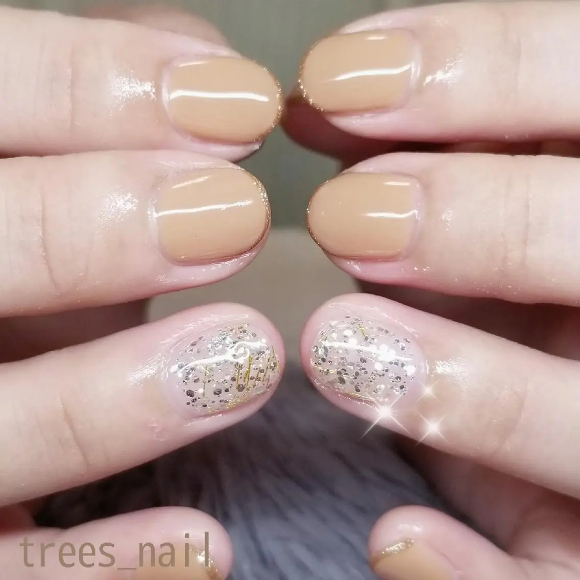 ネイル フレンチネイル ラメ(グリッター) シンプルネイル trees_ nailのネイルデザイン