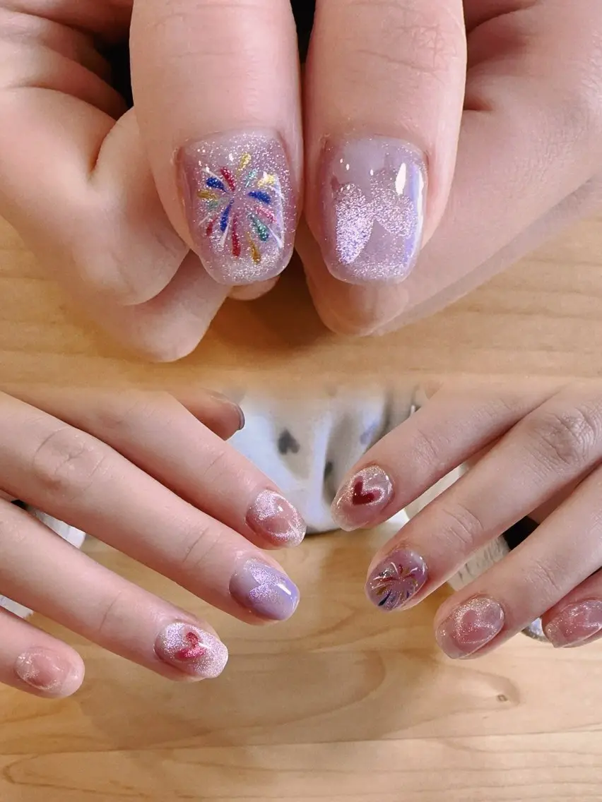 ネイル アートネイル ハート マグネットネイル ハンドネイル Nail Salon J.C京急弘明寺駅のネイルデザイン
