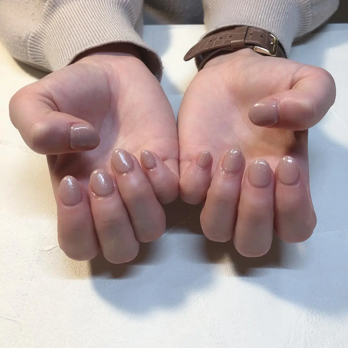 ネイル ラメ(グリッター) オフィスネイル ワンカラーネイル ハンドネイル nails 🎀meのネイルデザイン