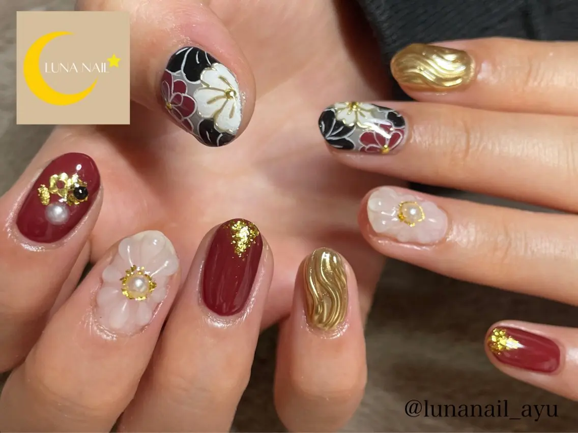 ネイル 成人式 ハンドネイル LUNA NAIL ayuのネイルデザイン