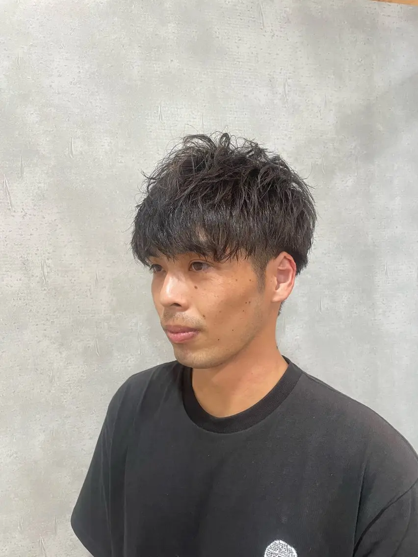 ミディアム メンズ カット ヘアセット 心斎橋/メンズ /ルレイル/地形真希のヘアスタイル