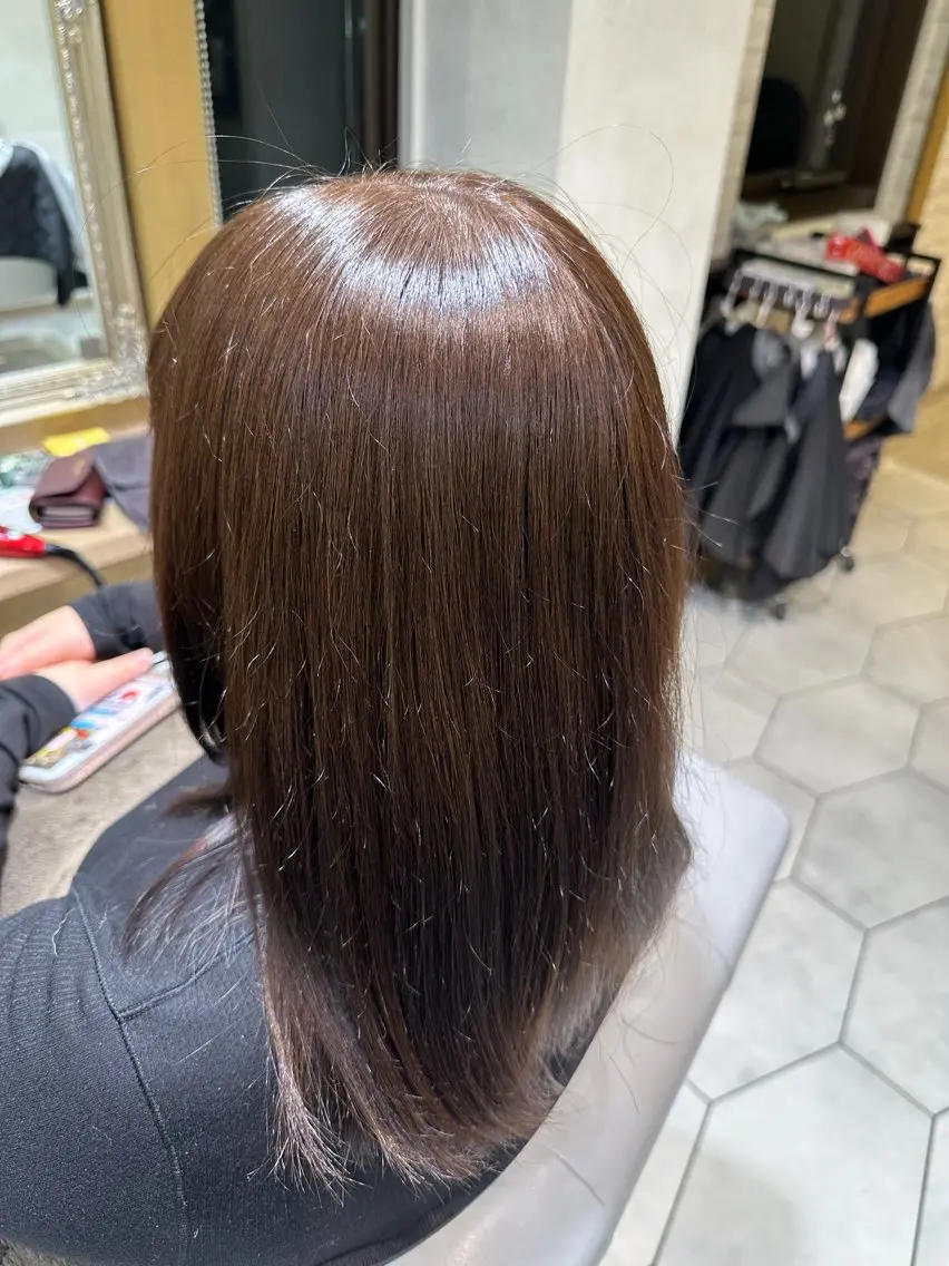 ミディアム カラー ブラウンカラー 長谷川 幸帆のヘアスタイル