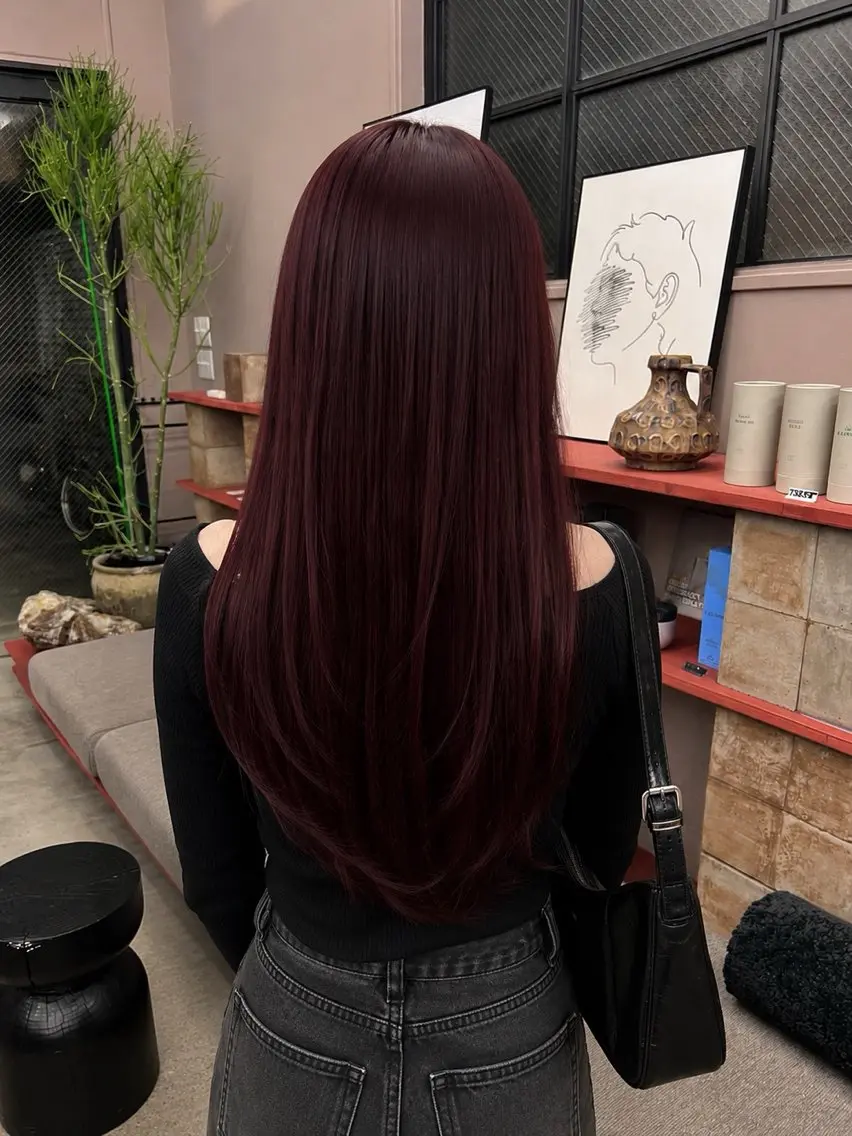 ロング カラー 透明感カラー レッドカラー 韓国風ヘア レイヤーカット カット ヘアカラー トリートメント Yuto /レイヤー、ウルフのヘアスタイル