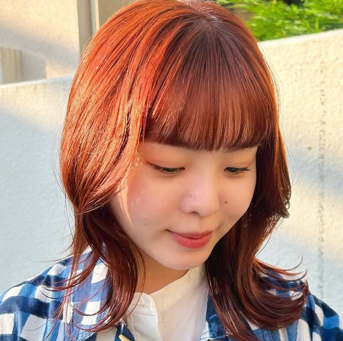 ミディアム カラー オレンジ 暖色カラー🧡 ボブ🧚‍♀️マナのヘアスタイル