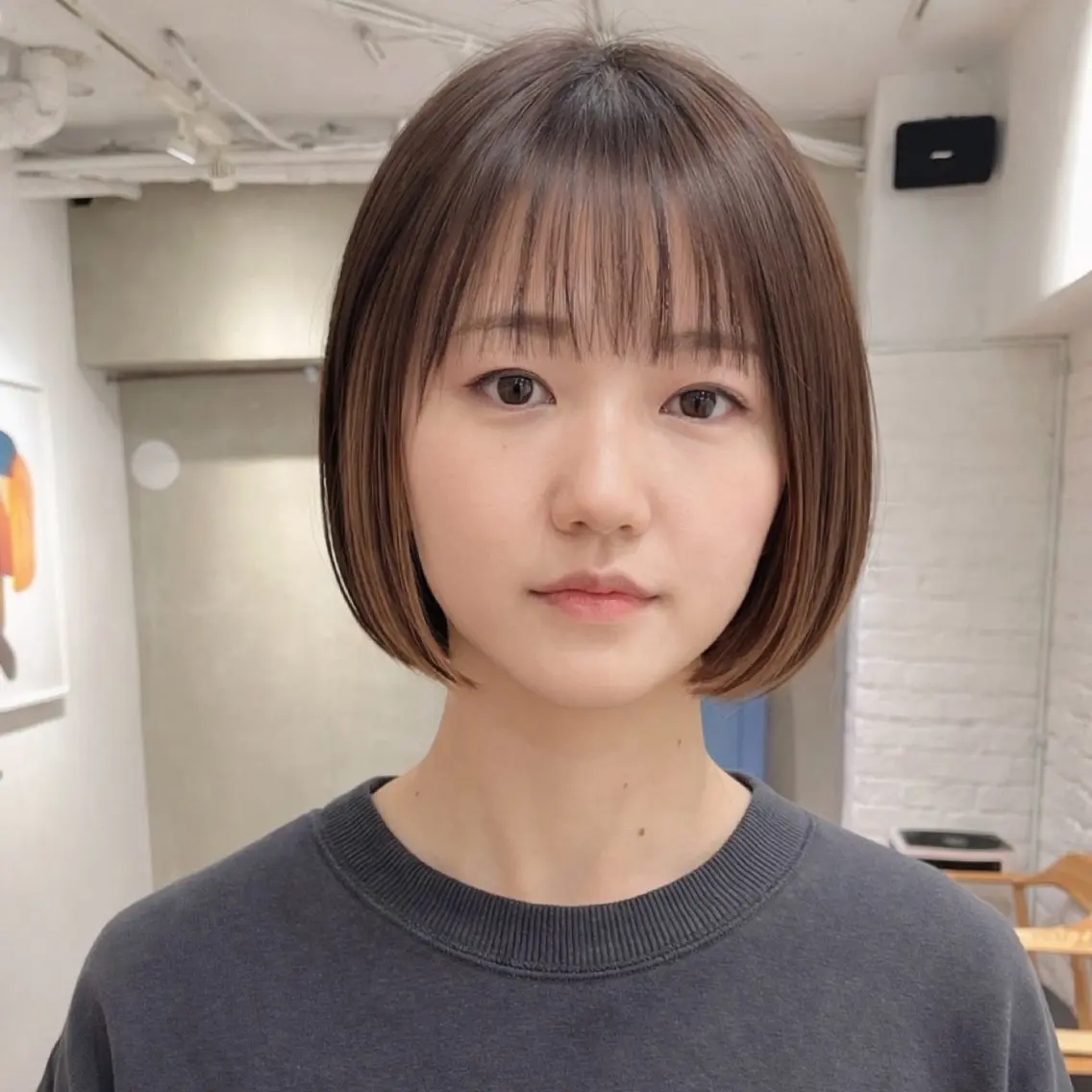 ミディアム カラー ボブ 縮毛矯正 カット ヘアカラー トリートメント ボブ/縮毛矯正 🌟梅田盛一🌟のヘアスタイル