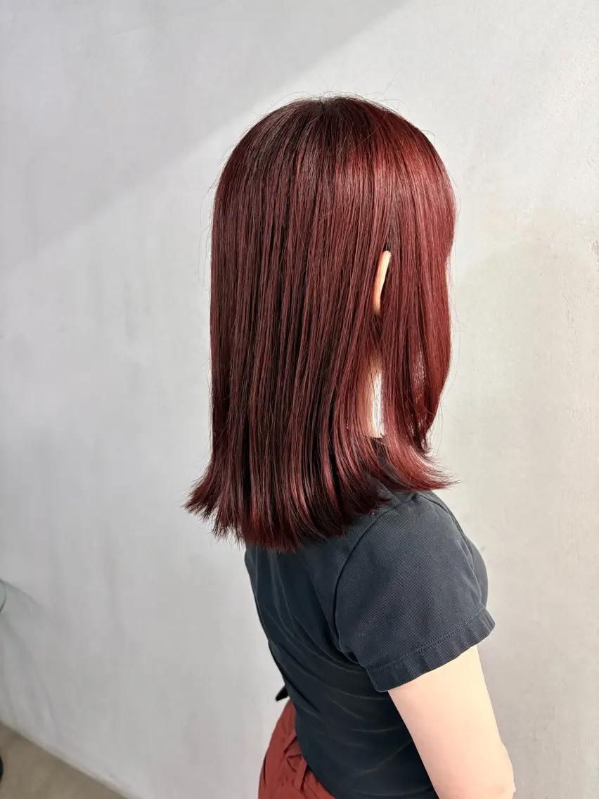 ミディアム カラー パーマ ヘアアレンジ メンズ キッズ レッドカラー カット ヘアカラー #tag 稗田綾加のヘアスタイル