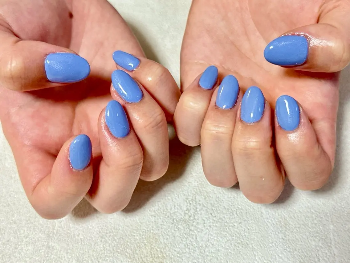 ネイル アニマル柄 オーロラネイル ブルー フットネイル フレンチネイル ハンドネイル mogu nailのネイルデザイン