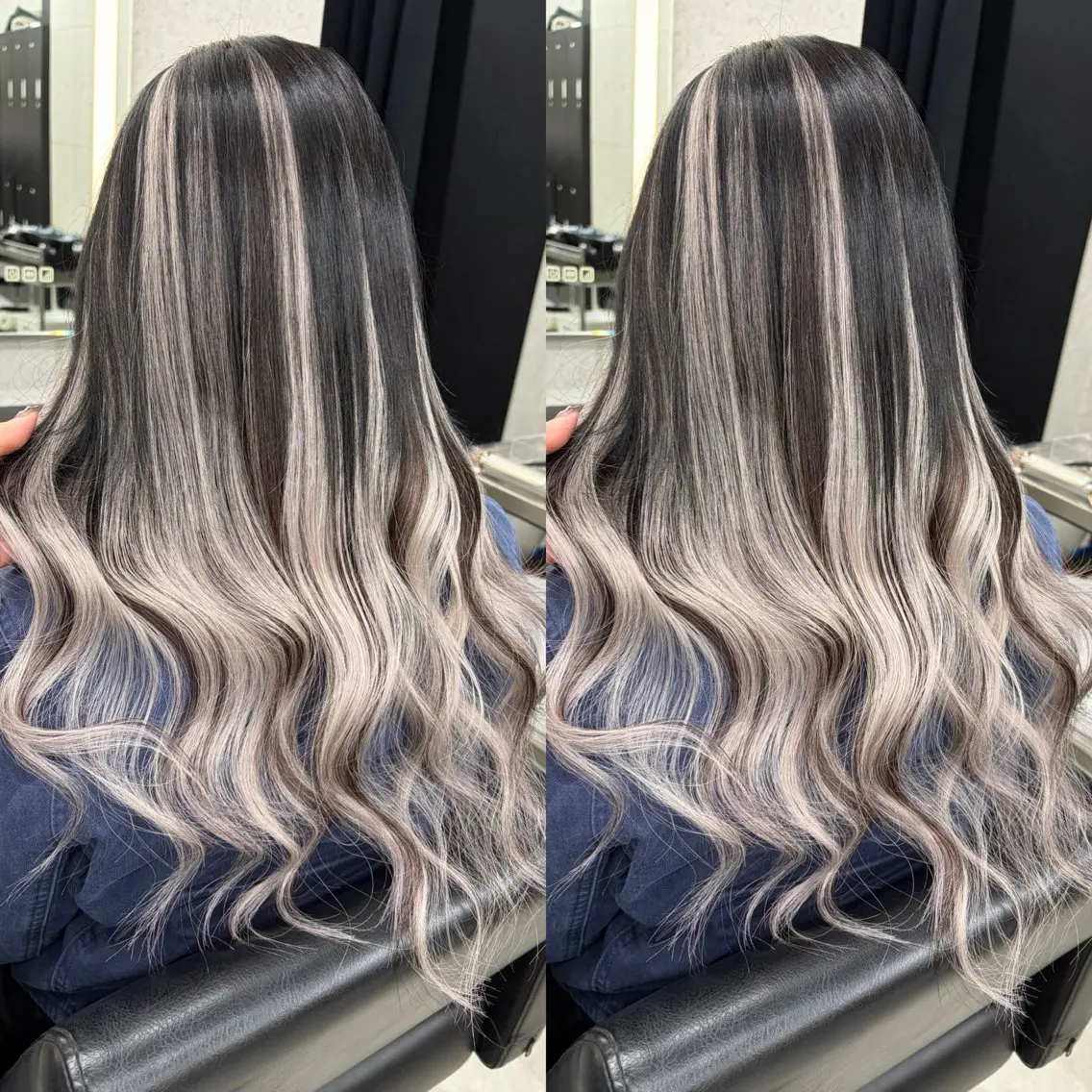 ロング カラー バレイヤージュ エクステ レイヤーカット ヘアカラー エクステ PSY【サイ】池袋 KYOKAのヘアスタイル
