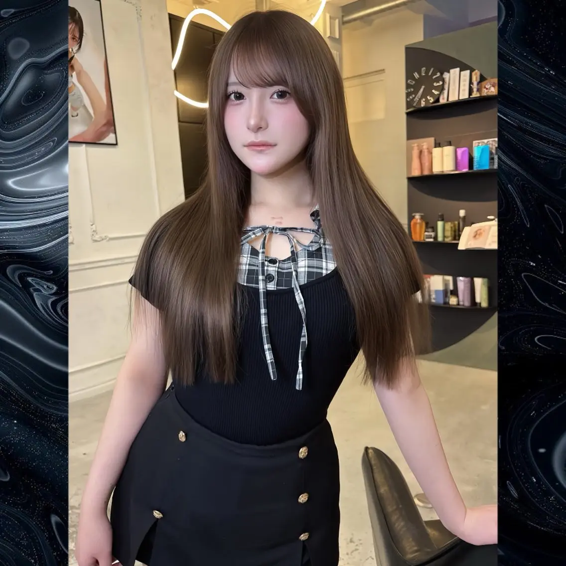 ロング カラー グレージュ エクステ カット ヘアカラー Maison Halu YUKIのヘアスタイル