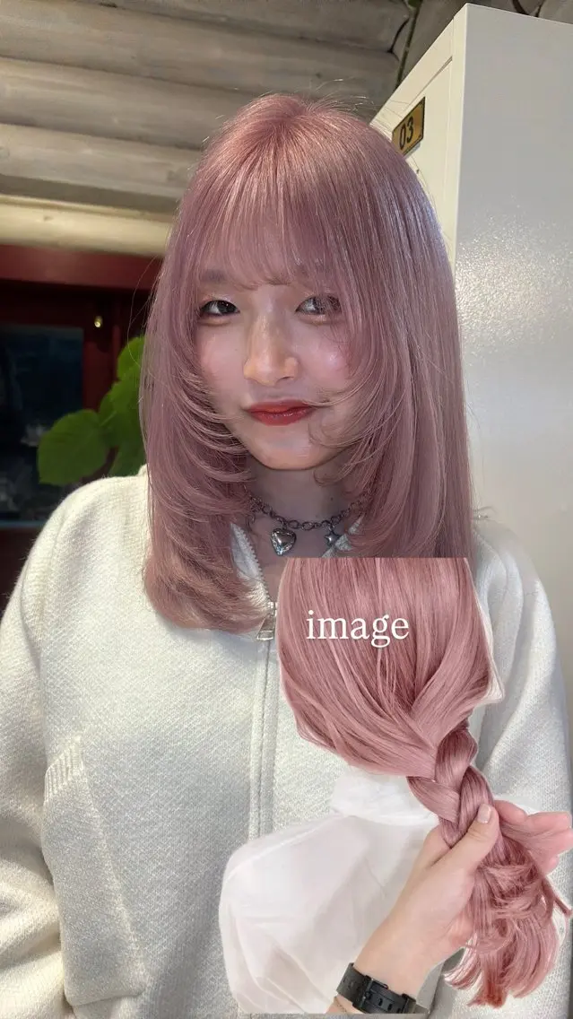 ロング カラー ブリーチ ケアブリーチ ハイトーンカラー ピンクカラー ホワイトピンク 似合わせレイヤー/ Wカラー🧸こころのヘアスタイル