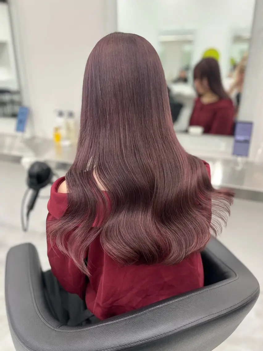 ロング カット ヘアカラー トリートメント ヘアセット 🍒韓国暖色ヘア NO.1🍒🪽のヘアスタイル