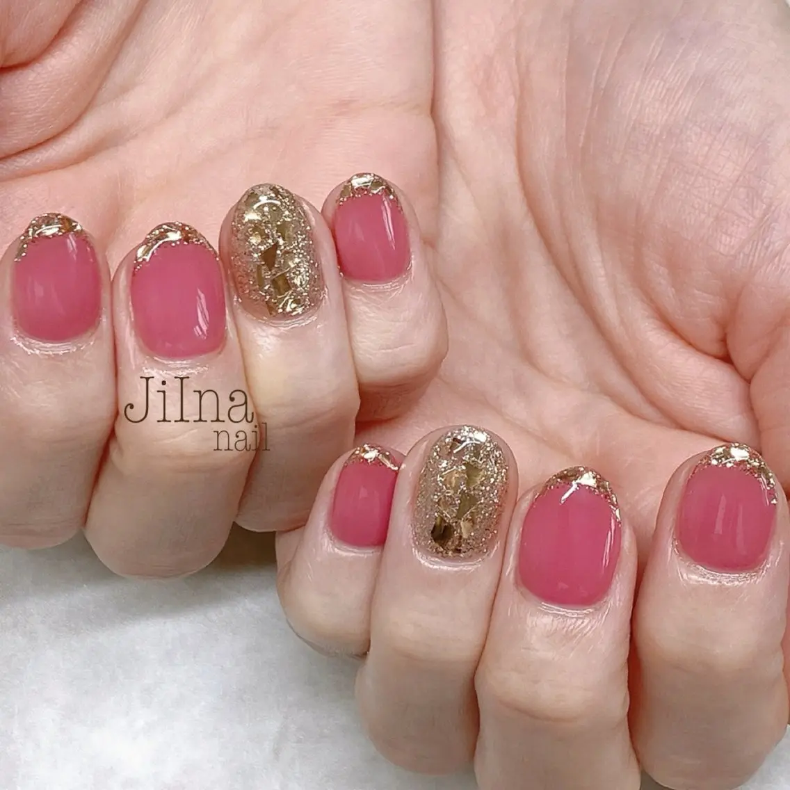 ネイル フレンチネイル ガラスフレンチ JiIna nailのネイルデザイン