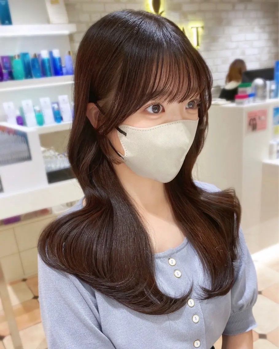 セミロング カラー 顔まわりカット🌟 くびれヘア/寺門遥輝のヘアスタイル