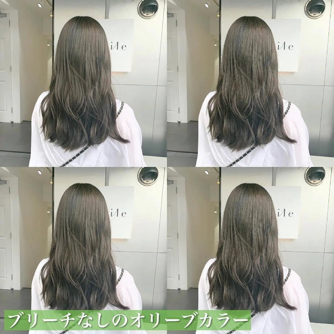 ミディアム カラー ベージュカラー ブリーチ グレージュ ブリーチなしカラー オリーブベージュ navile原宿 yumaのヘアスタイル