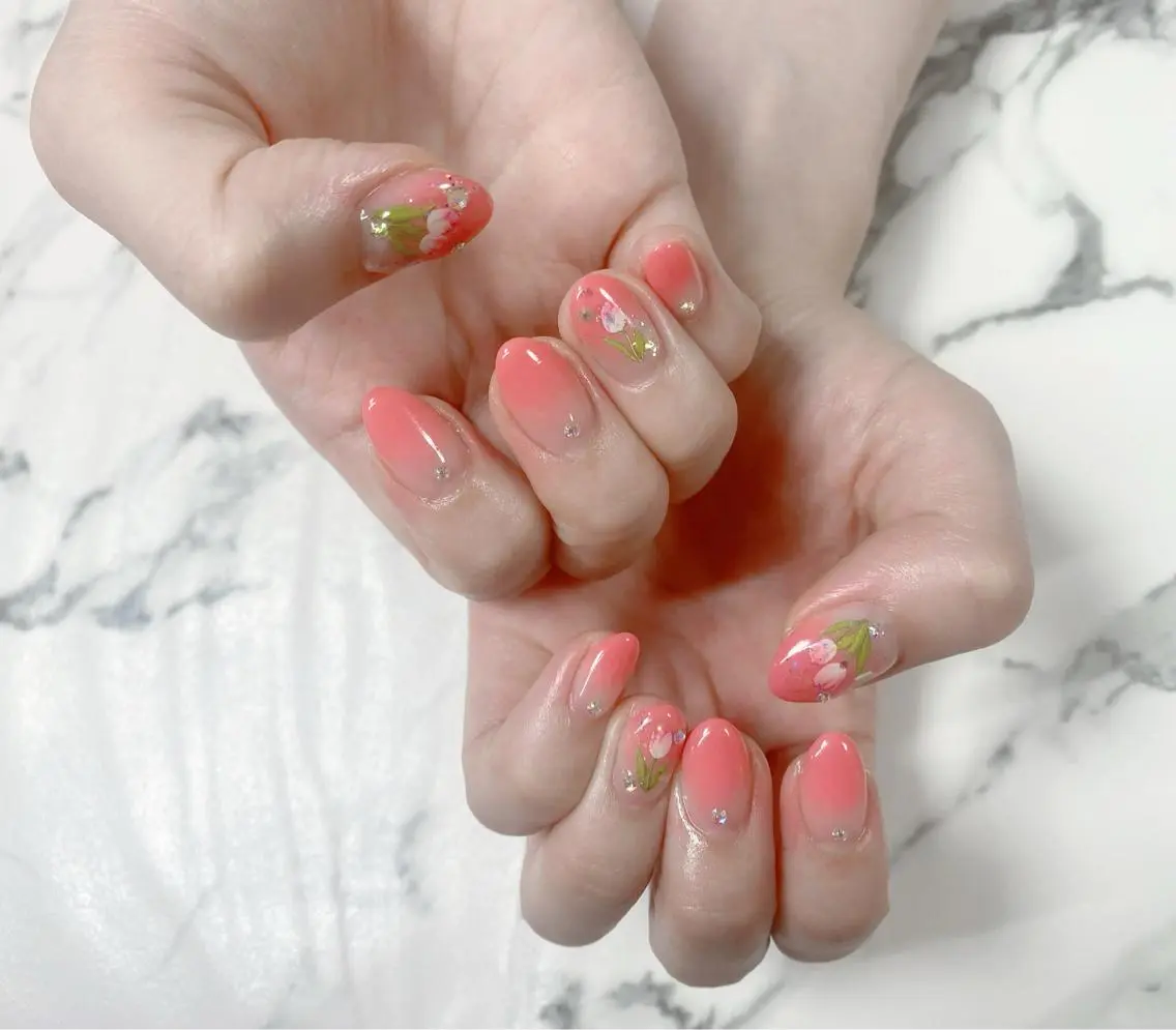 ロング カラー ネイル アートネイル Q Free nailsのネイルデザイン
