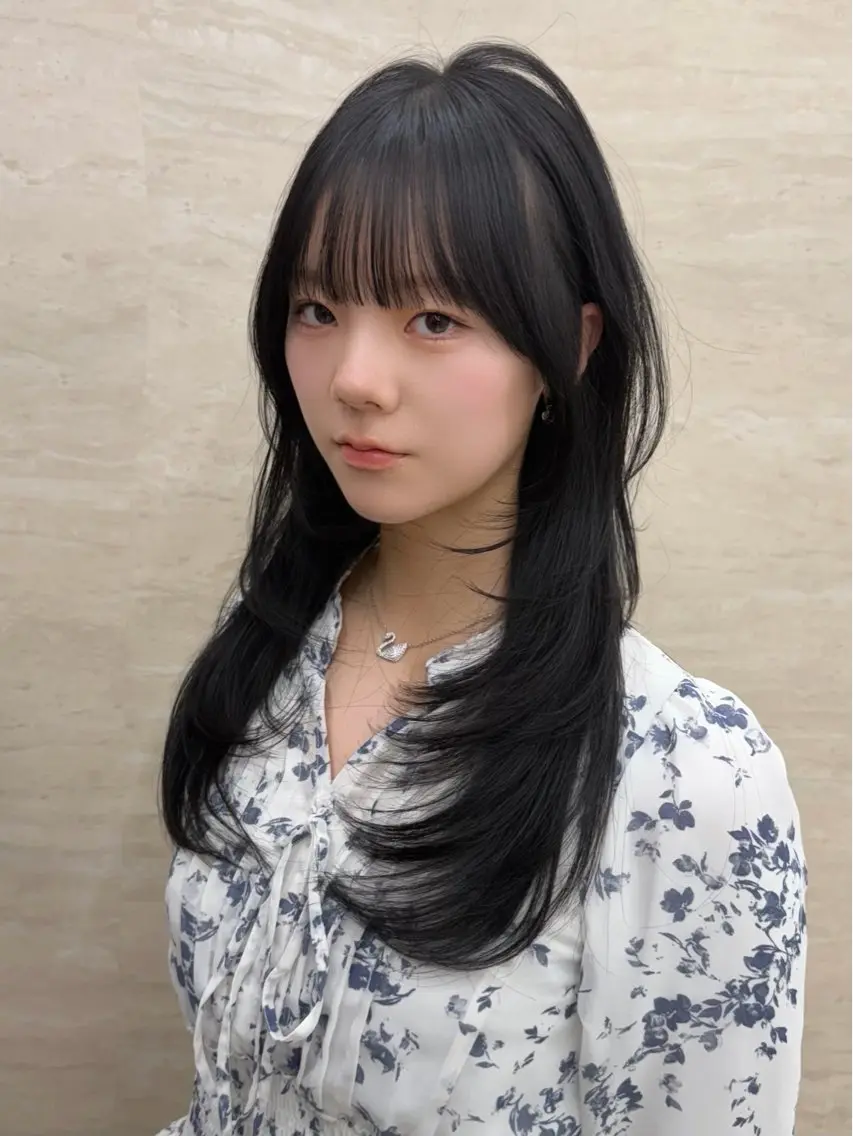 ミディアム カット ヘアカラー 縮毛矯正 PULSE ASAHIのヘアスタイル