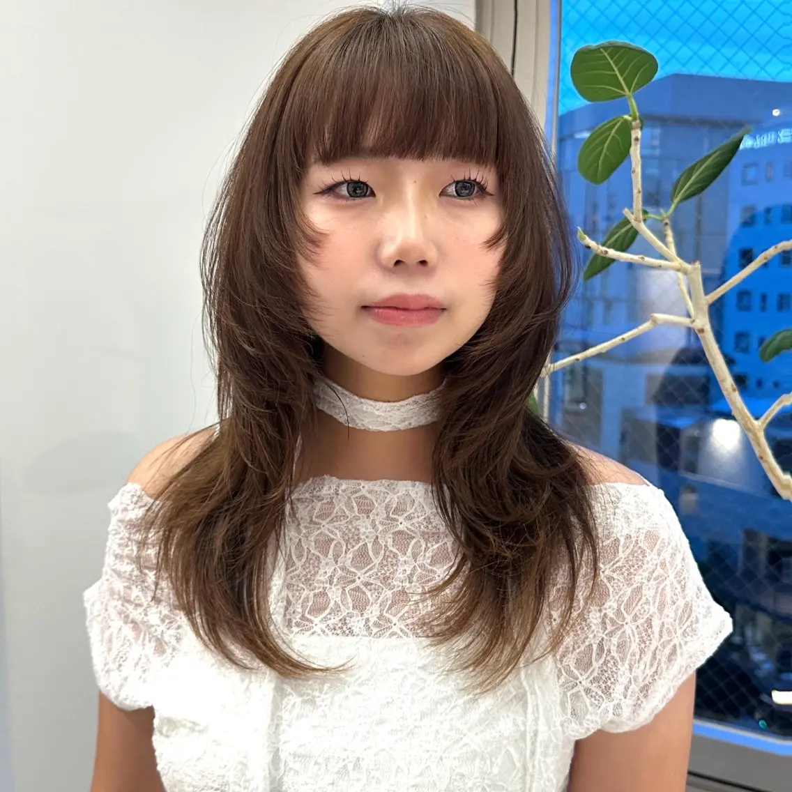 ミディアム カラー ハッシュカット レイヤーカット カット ヘアカラー レイヤー/ウルフ/ ハイトーンchimiのヘアスタイル