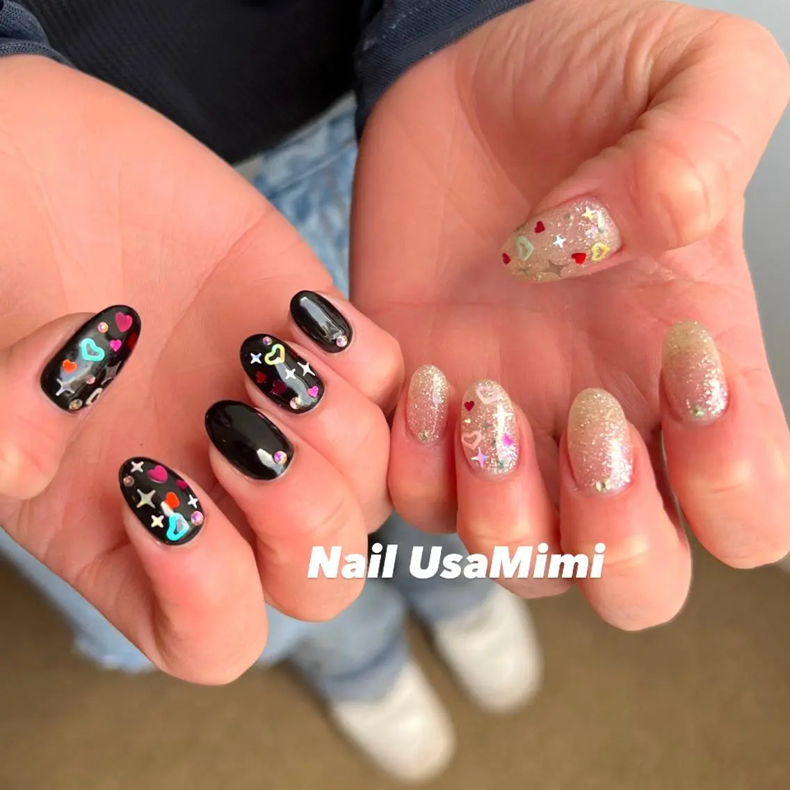 ネイル オーロラネイル フットネイル ジェルネイル 氷ネイル・うるうるネイル キラキラネイル 本町ネイルNail UsaMimiのネイルデザイン