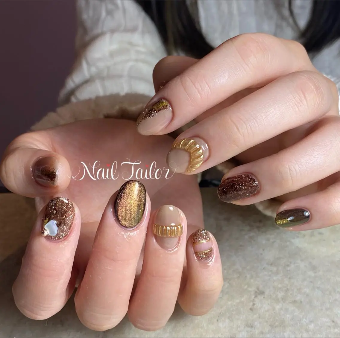 ネイル アートネイル 長さ出し ジェルネイル 卒業式 キラキラネイル ハンドネイル NailTailor ネイルテイラーのネイルデザイン