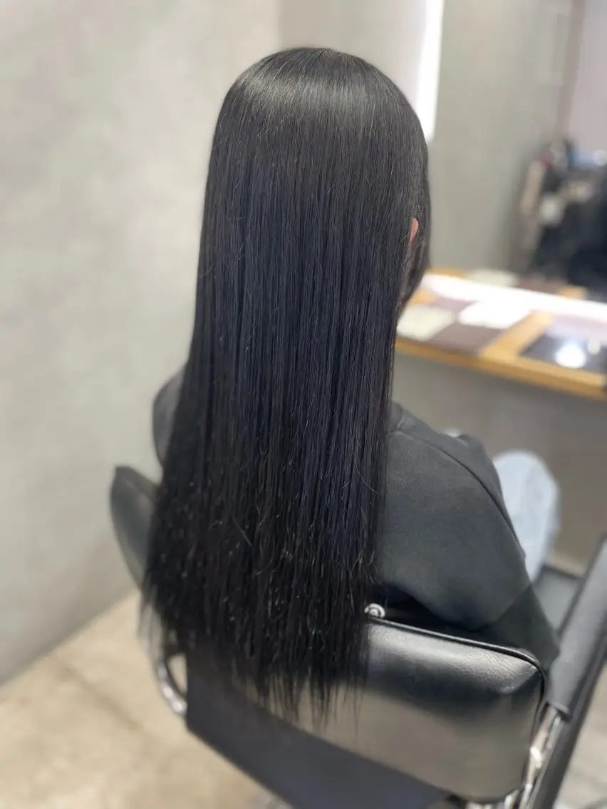 ロング カラー 黒髪 ブルーカラー ブルーブラック 綾女｜ 暖色カラー🌹❤️のヘアスタイル