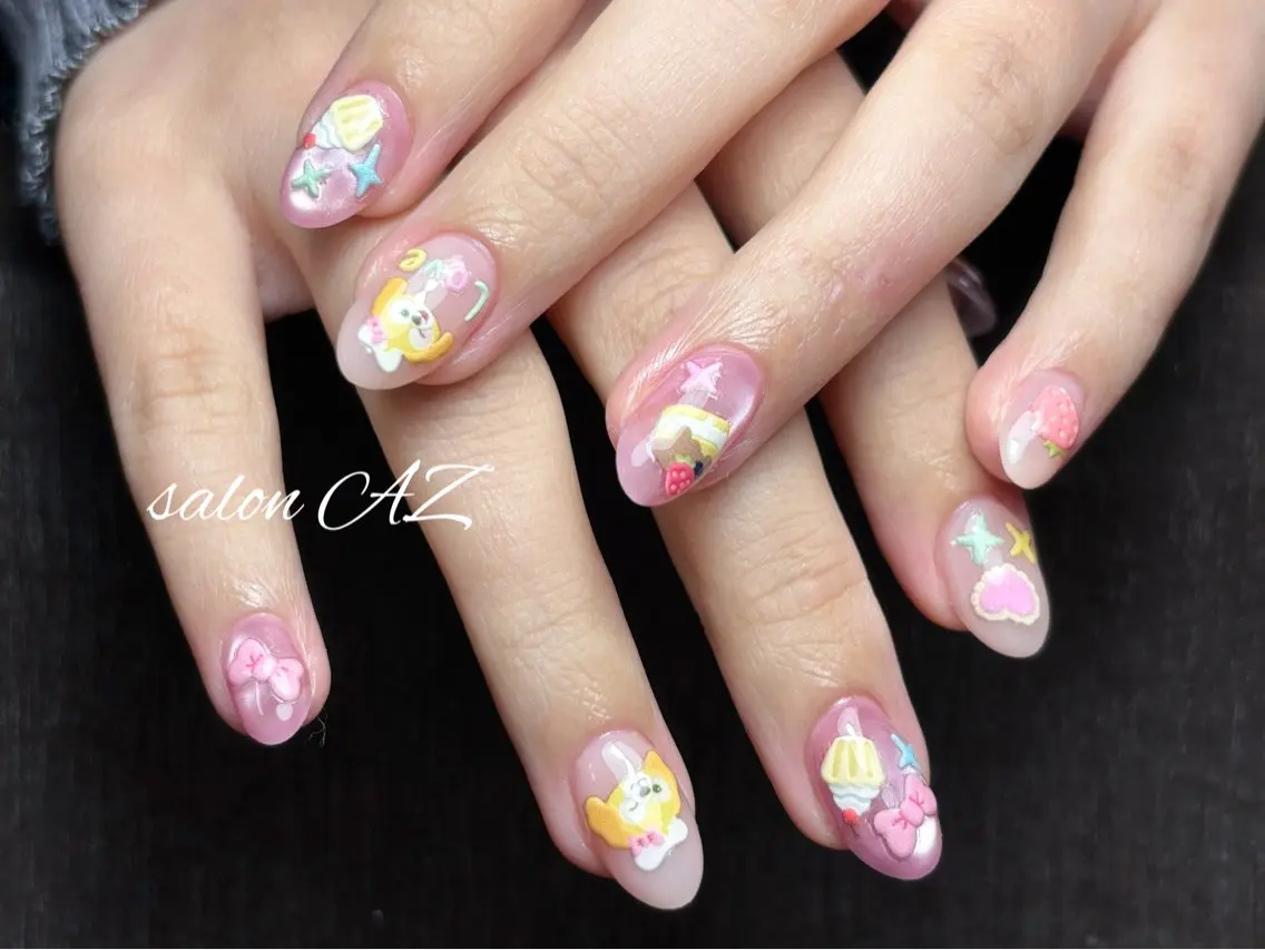 ネイル アートネイル 長さ出し フットネイル フレンチネイル ジェルネイル ハンドネイル salon AZのネイルデザイン