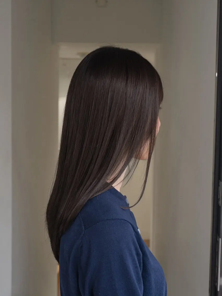 ミディアム カラー ブリーチ 透明感カラー ブリーチなしカラー レイヤーカット 酸性ストレート カット ヘアカラー トリートメント navile原宿 yumaのヘアスタイル