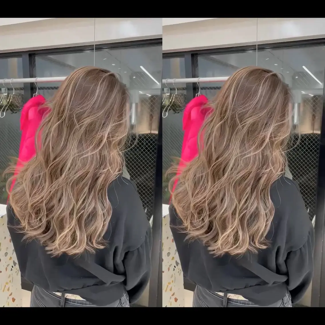ロング カラー ベージュカラー ブリーチ ブラウンカラー ケアブリーチ デザインカラー ヘアカラー 表参道/ハイライト バレイヤージュのヘアスタイル