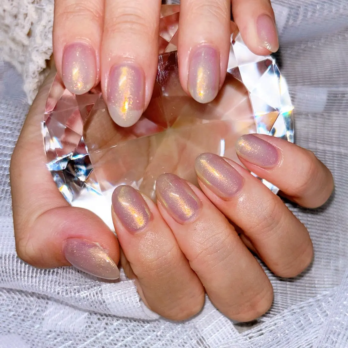 ネイル オーロラネイル ミラーネイル オフィスネイル ワンカラーネイル ピンク ハンドネイル ハンドケア Colar Nailのネイルデザイン