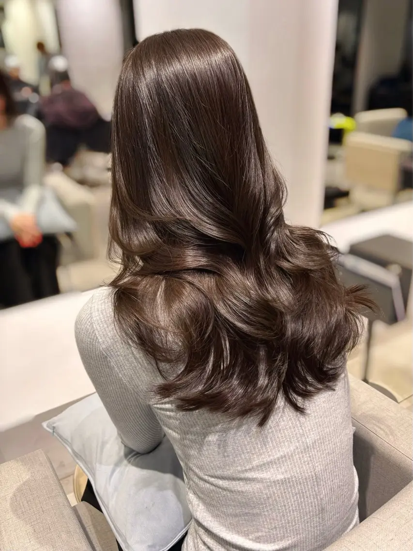 ロング カラー ヘアアレンジ ブリーチ グレージュ ブリーチなしカラー 顔周りカット 韓国風ヘア カット ヘアカラー トリートメント 銀座/韓国レイヤー/ 艶カラー🍓原田侑依のヘアスタイル
