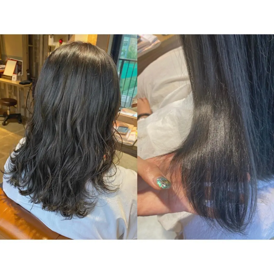 カラー ブルーカラー ブルーグレー ブルーグレージュ グレージュ 🩵盛れる顔周りヘア EMI🩵のヘアスタイル