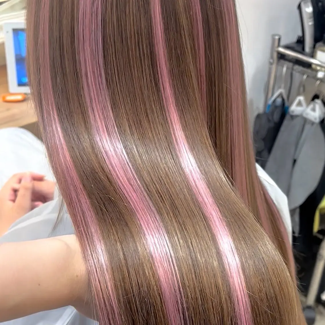 ロング カラー エクステ 韓国風ヘア ヘアカラー トリートメント エクステ ヘアセット 横浜シールエクステ 韓国エクステみさきのヘアスタイル