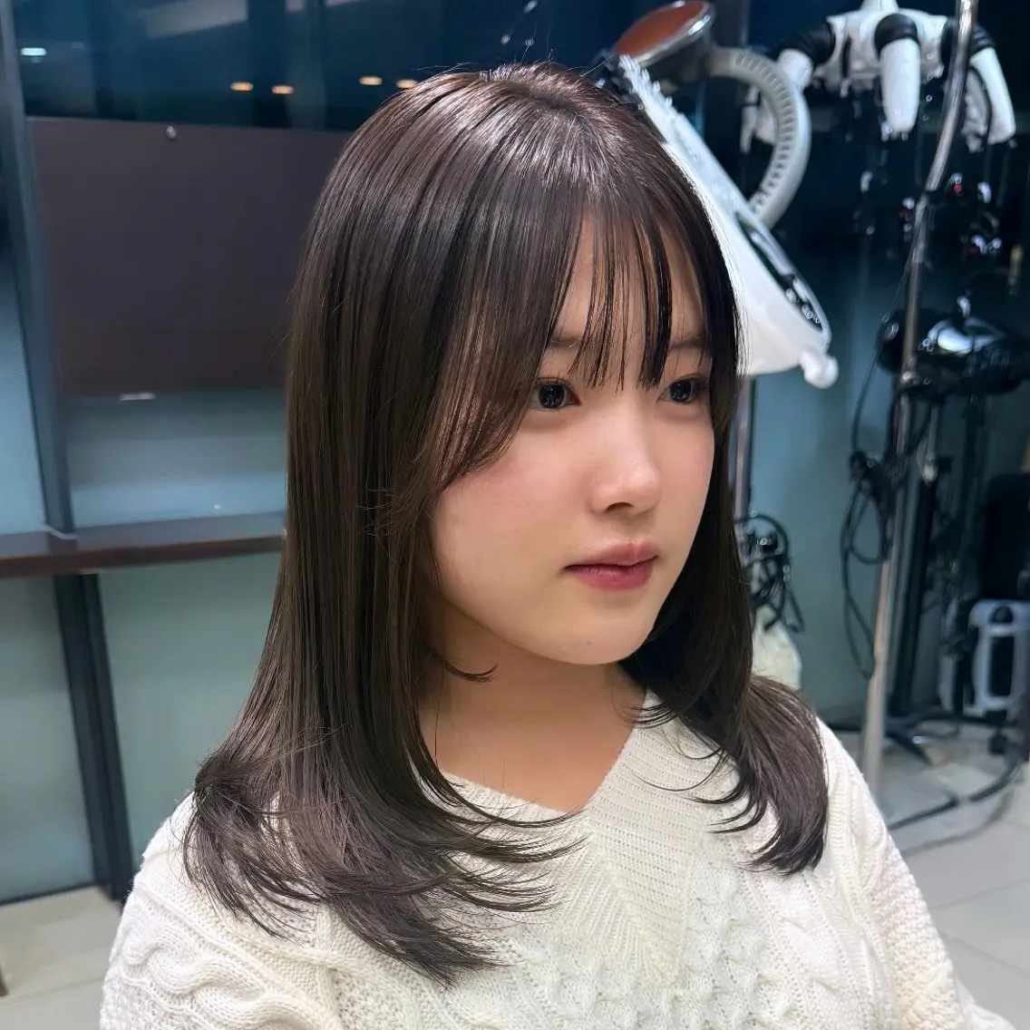 ミディアム パーマ パーマ 韓国風パーマ🌿コテ 巻き風パーマ/るいのヘアスタイル