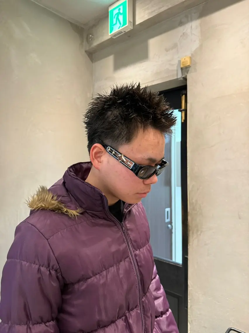ショート パーマ メンズ メンズパーマ スパイキーショート ショートヘア カット パーマ メンズショート/ピン パーマ/新宿/フウガのヘアスタイル
