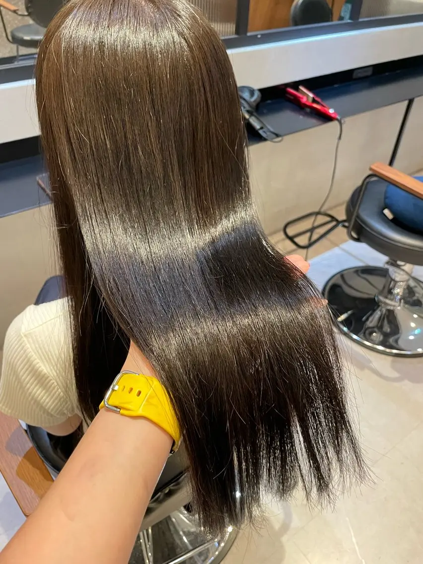ロング カラー ヘアカラー トリートメント オリーブカラー🫒/ ハッシュカット/みゆのヘアスタイル