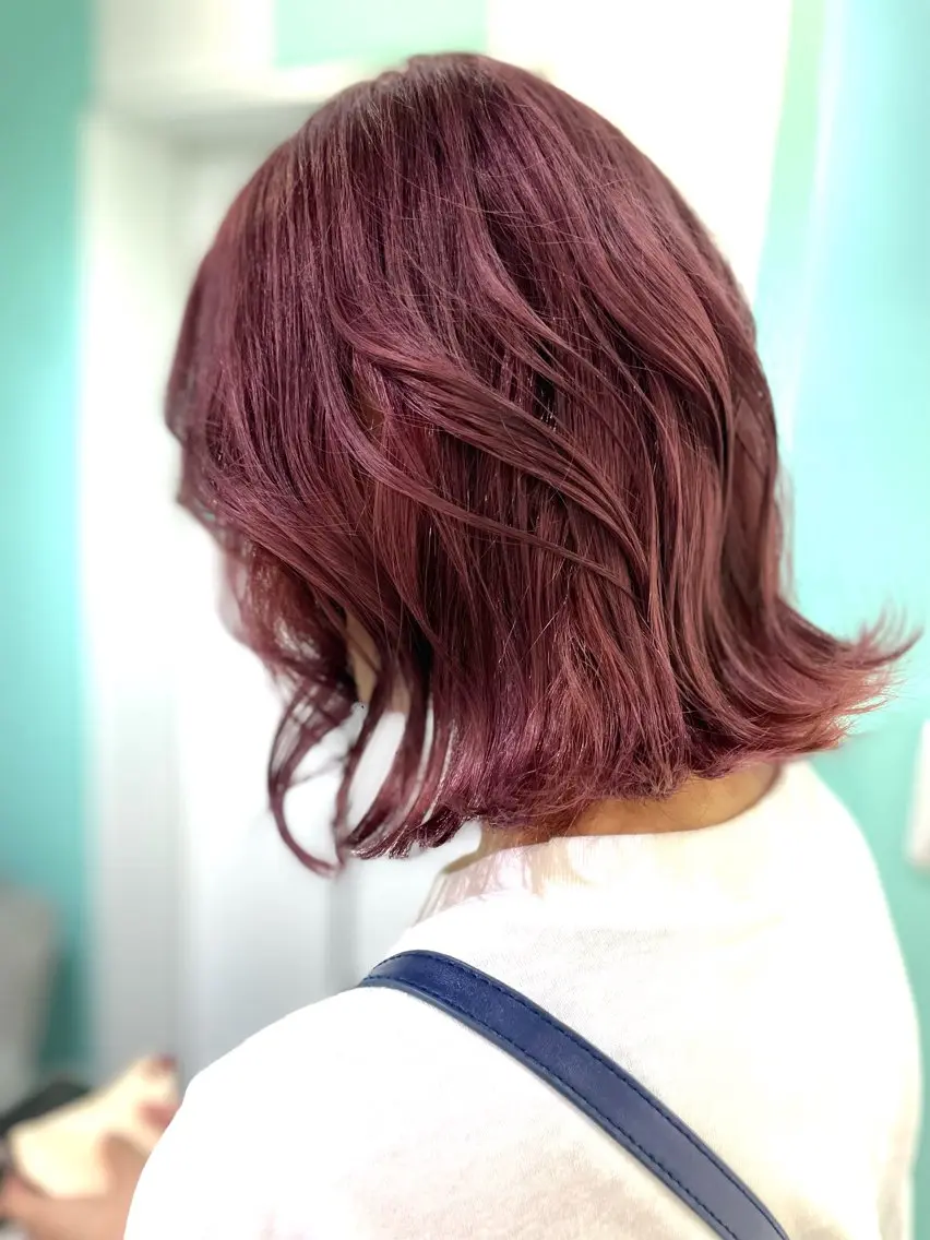ミディアム ピンクラベンダー ヘアカラー 原 千景のヘアスタイル