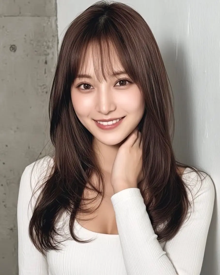 ロング ロングレイヤー くびれヘア ヨシンモリ 韓国風ヘア レイヤーカット 藤田大夢 /liberte高崎のヘアスタイル