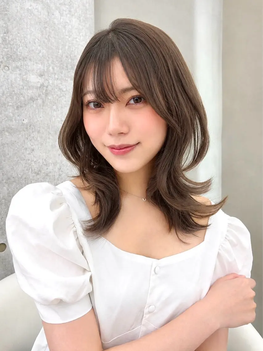 ミディアム カット ヘアカラー トリートメント 大宮🤍縮毛矯正 レイヤー🪽なるのヘアスタイル