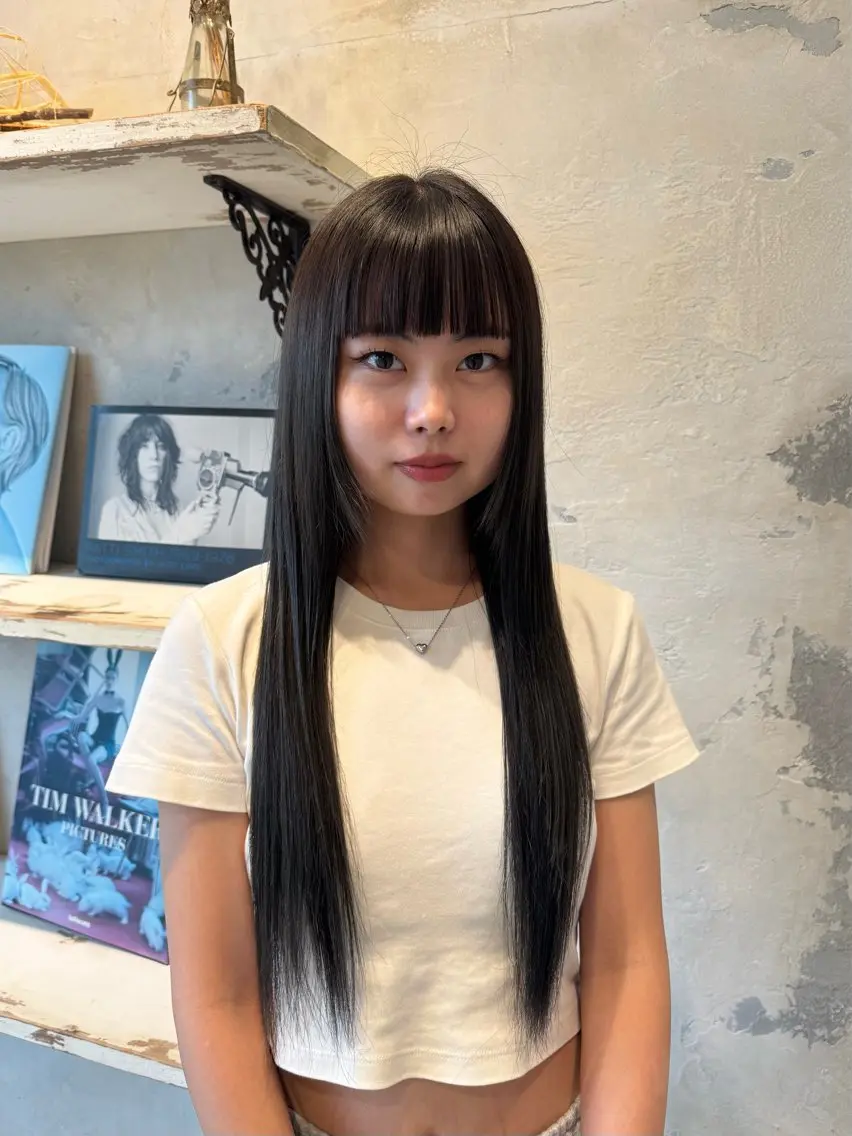 ロング カット 縮毛矯正 笹原 叶のヘアスタイル