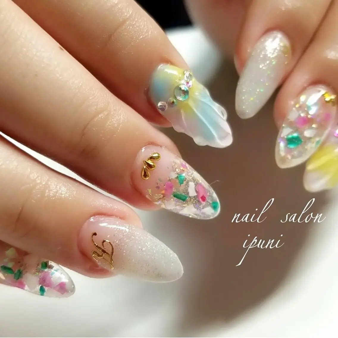 ネイル スカルプネイル 夏ネイル nail salon ipuniのネイルデザイン