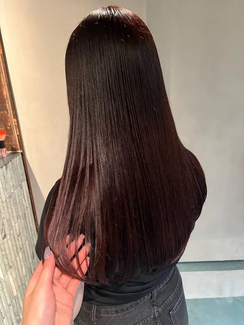 ロング カラー ブリーチ 縮毛矯正 ヘアカラー 三浦 ふたばのヘアスタイル