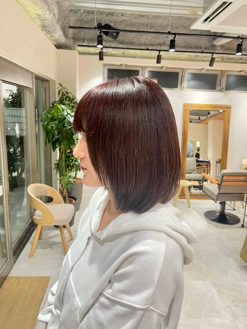 ミディアム カラー ブラウンカラー レッドカラー レッドブラウン ヘアカラー トリートメント 🩵ボブ/レイヤー /髪質改善🩵のヘアスタイル