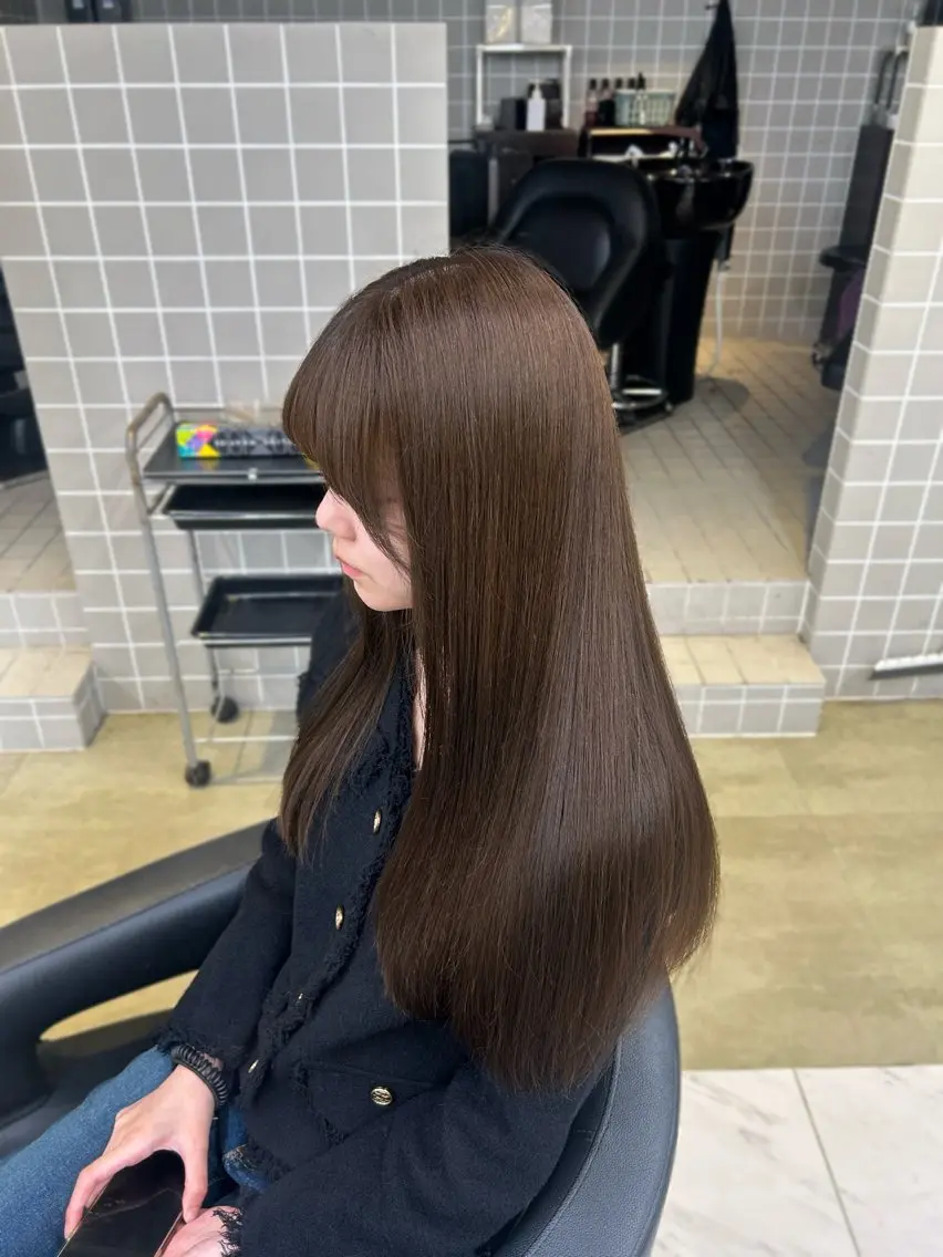 カラー ヘアカラー ヘッドスパ ヘアセット 🥯縮毛/レイヤー/ ベージュヘア🥯のヘアスタイル