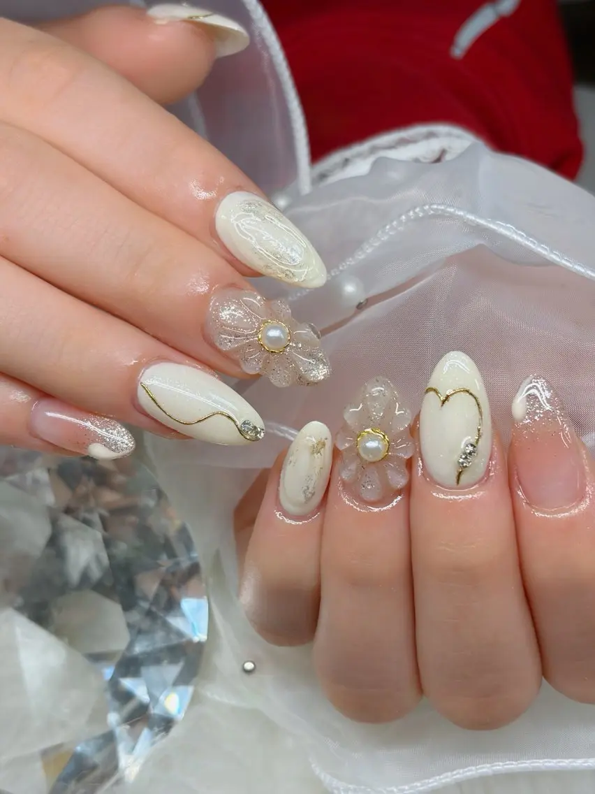 ネイル アートネイル オーロラネイル チークネイル 長さ出し フットネイル ハンドネイル Chan nailsのネイルデザイン