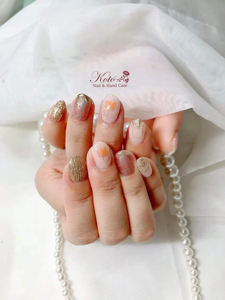 ネイル 長さ出し ジェルネイル 持ち込み ニュアンスネイル 赤色 ハンドネイル Nail Salon KOTOのネイルデザイン